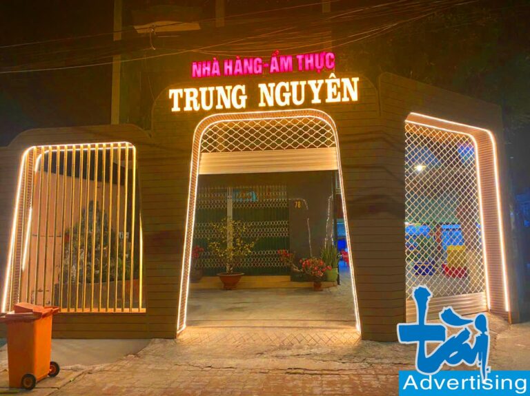 Quảng cáo Tài Long An thi công chữ nổi hộp đèn led nhà hàng Trung Nguyên
