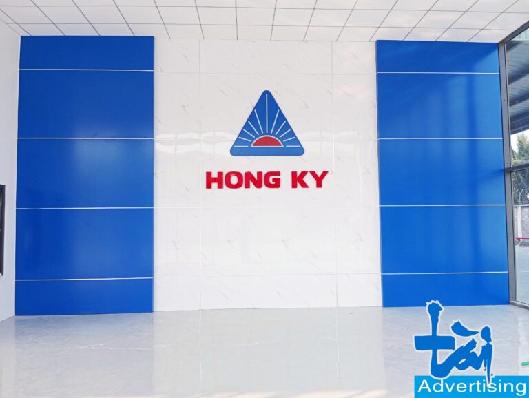 Quảng cáo Tài Long An thi công mặt dựng sảnh công ty thép Hồng Ký