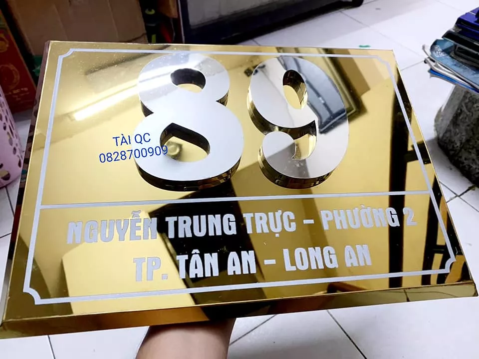 Quảng cáo Tài Long An gia công bảng số nhà inox